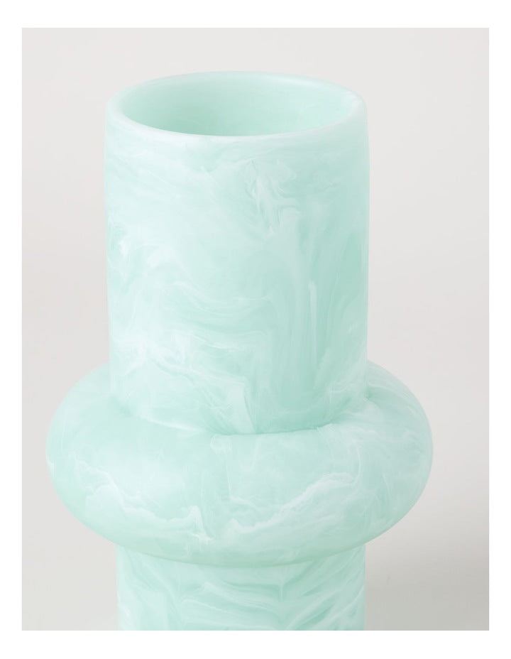 Resin Marble Vase 23cm in Mint