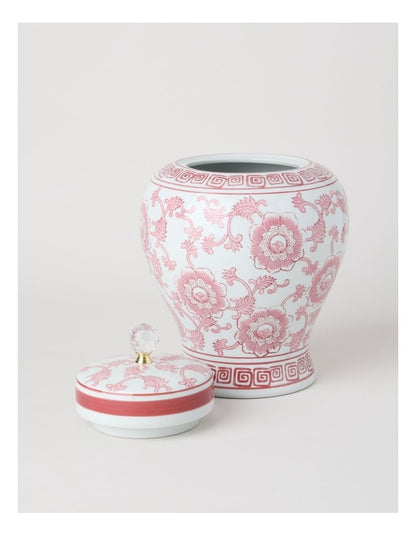 Hand-Painted Large Ginger Jar in Pink and White 22.5x32cm