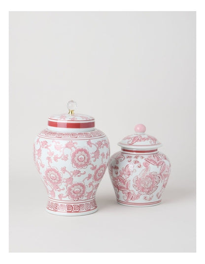 Hand-Painted Large Ginger Jar in Pink and White 22.5x32cm
