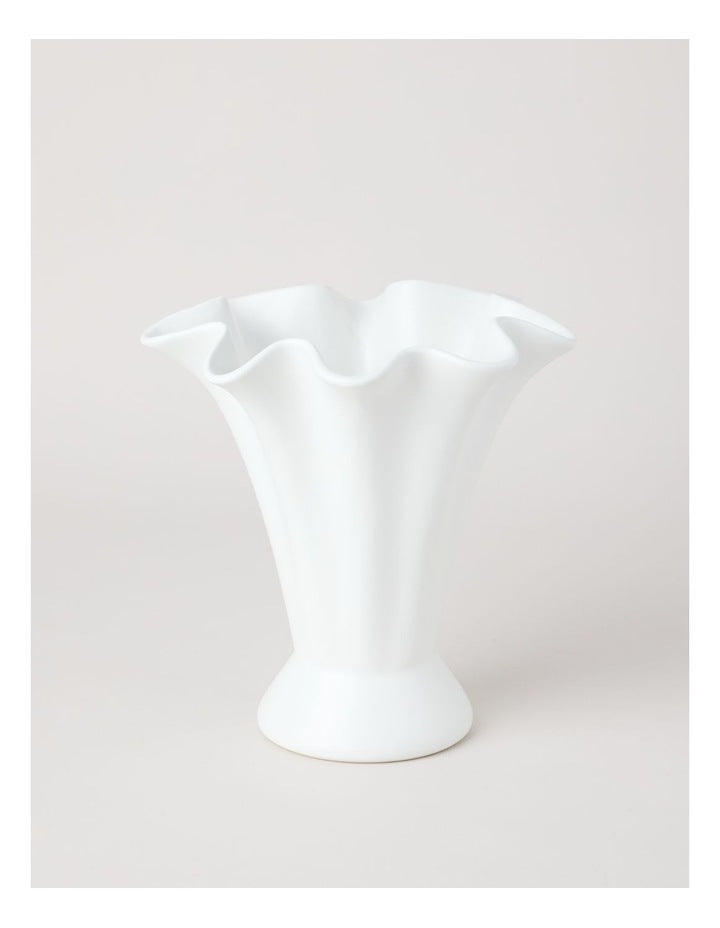 Posey Fan Ceramic Vase 25cm in White