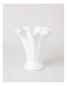 Posey Fan Ceramic Vase 25cm in White
