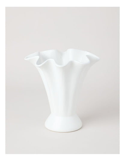Posey Fan Ceramic Vase 25cm in White