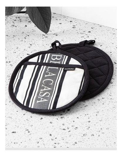Bella Casa Black 2pk Oval Pot Holder