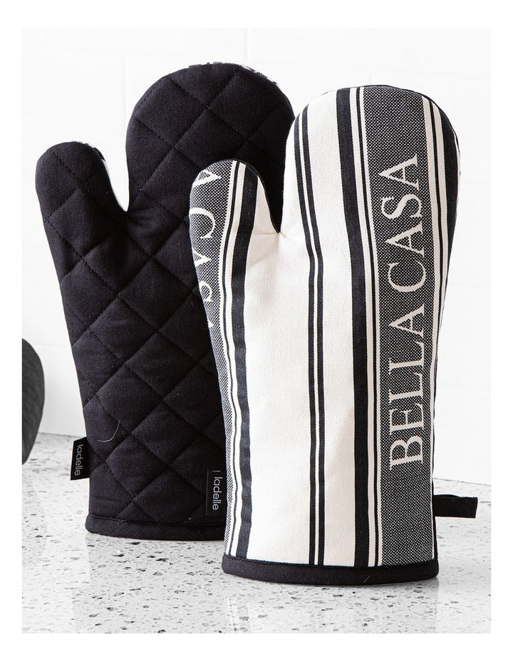 Bella Casa Black 2pk Oven Mitt
