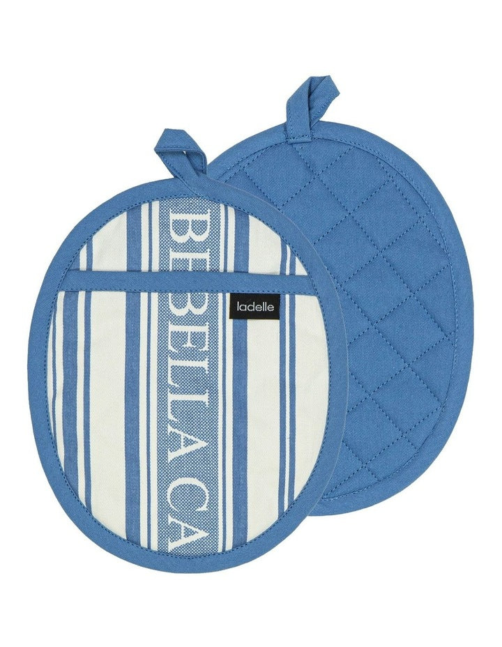 Bella Casa Blue 2pk Oval Potholder