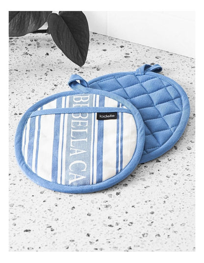 Bella Casa Blue 2pk Oval Potholder