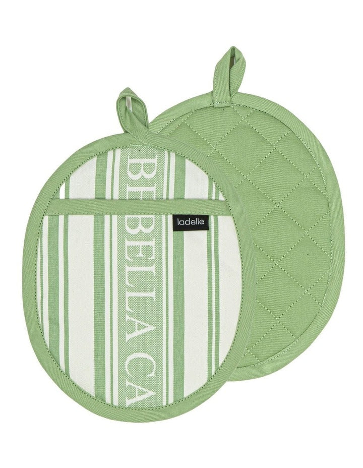 Bella Casa Sage 2pk Oval Potholder