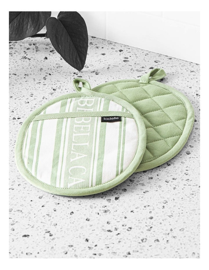 Bella Casa Sage 2pk Oval Potholder