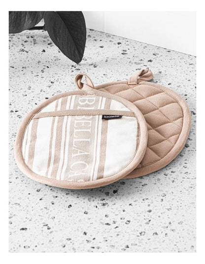 Bella Casa Latte 2pk Oval Potholder