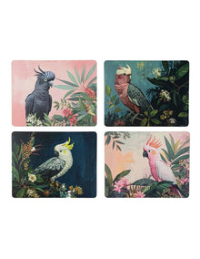 Hardboard Aus Cockatoos Rectangle 4pk Placemat