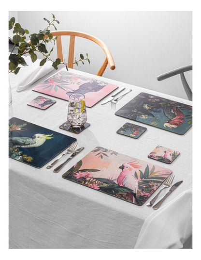 Hardboard Aus Cockatoos Square 4pk Coaster