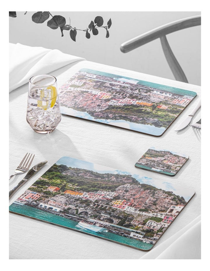 Hardboard Amalfi Rectangle 4pk Coaster