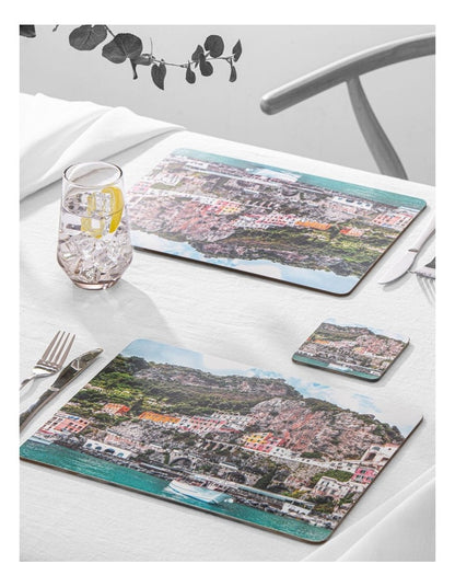 Hardboard Amalfi Rectangle 4pk Coaster