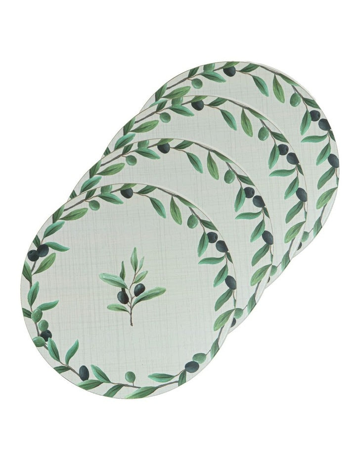 Hardboard Olive Garland Round 4pk Placemat