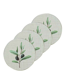 Hardboard Olive Garland Round 4pk Coaster