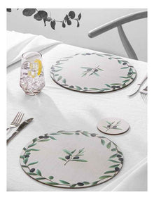 Hardboard Olive Garland Round 4pk Coaster