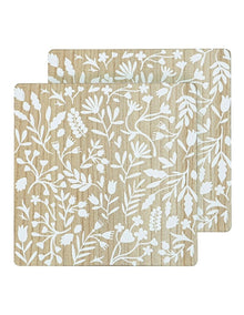 Veneer Foliage 2pk Placemat White