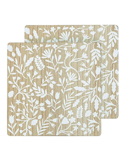 Veneer Foliage 2pk Placemat White