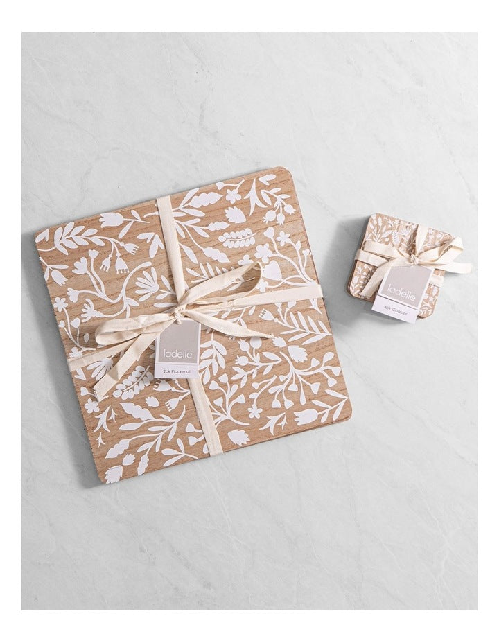 Veneer Foliage 2pk Placemat White