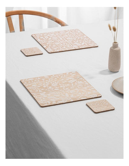 Veneer Foliage 2pk Placemat White