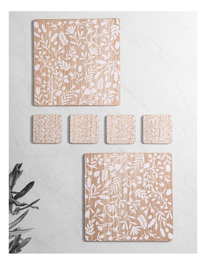 Veneer Foliage 2pk Placemat White