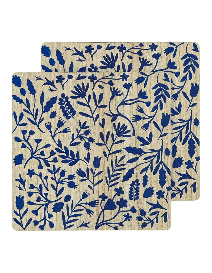 Veneer Foliage 2pk Placemat Blue