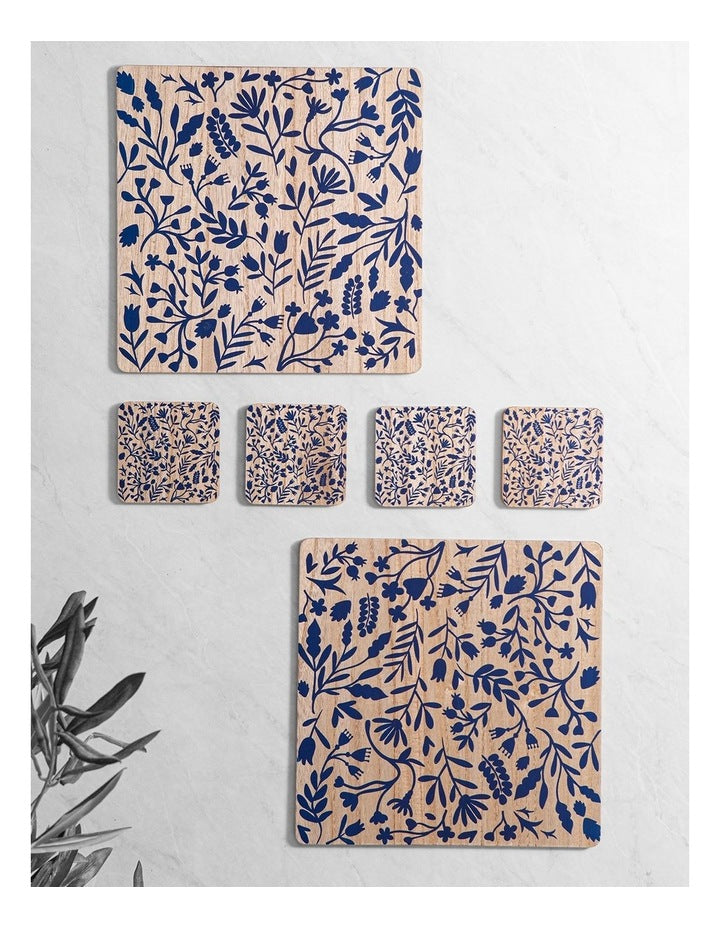 Veneer Foliage 2pk Placemat Blue