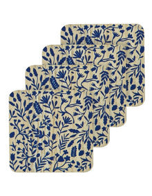 Veneer Foliage 4pk Coaster Blue