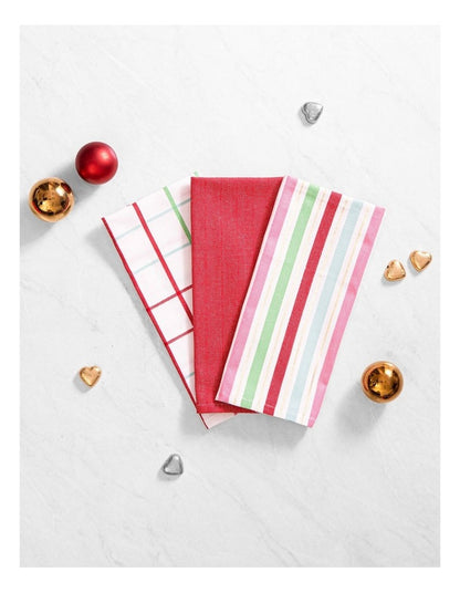 Christmas Weave Brick 3pk Kitchen Towel