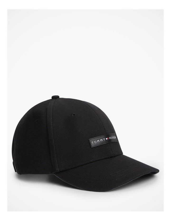 Logo Patch Canvas Baseball Cap in Black