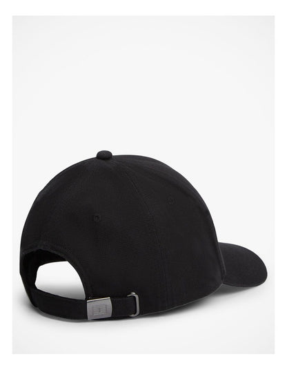Logo Patch Canvas Baseball Cap in Black