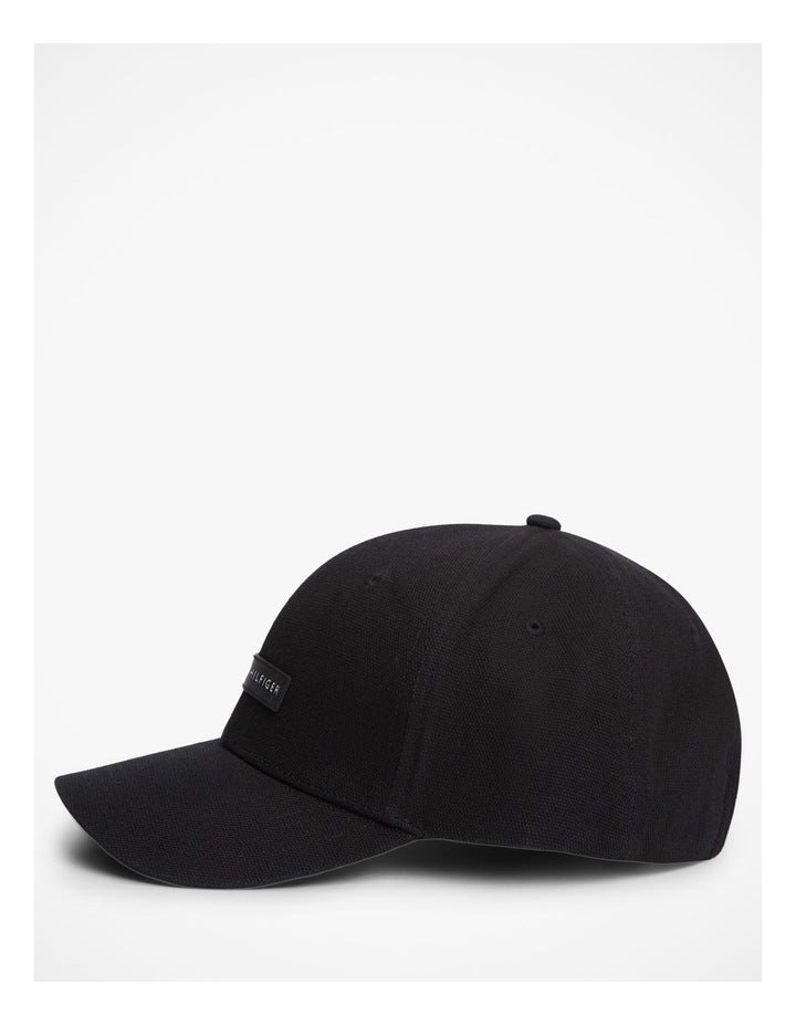 Logo Patch Canvas Baseball Cap in Black