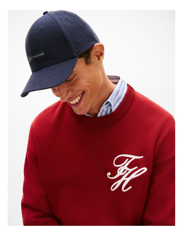 Logo Patch Canvas Baseball Cap in Navy