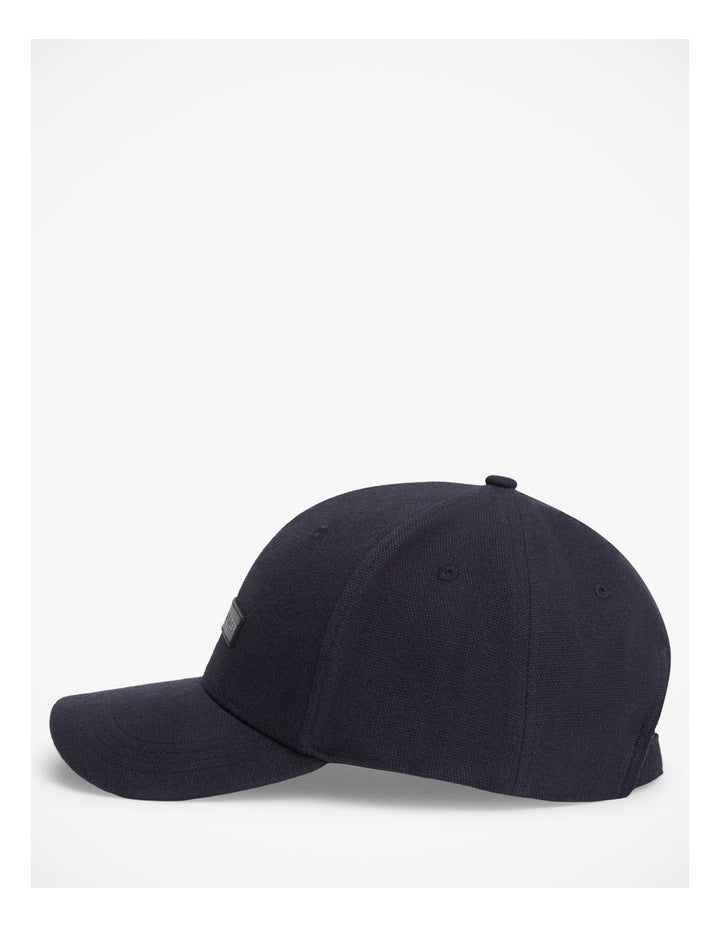 Logo Patch Canvas Baseball Cap in Navy