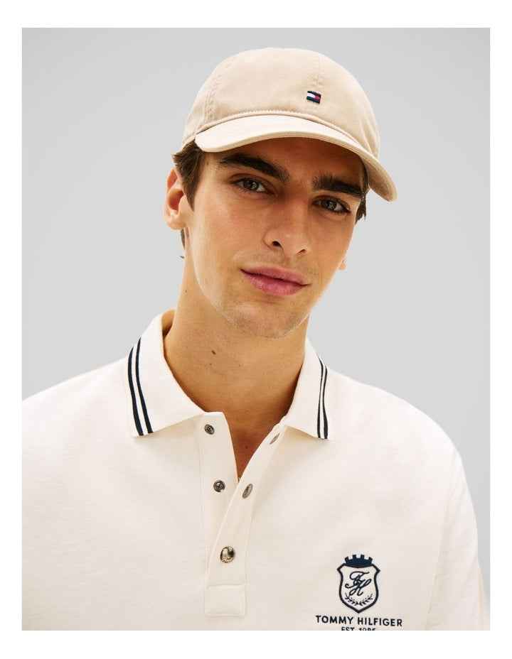 Hilfiger Flag Embroidery Baseball Cap in Beige