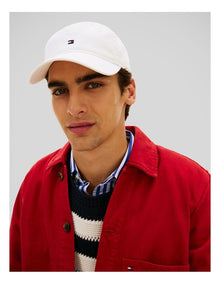 Hilfiger Flag Embroidery Baseball Cap in White