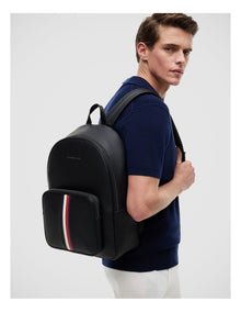 Signature Tape Logo Dome Backpack in Black