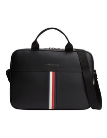 Signature Tape Crossbody Laptop Bag in Black