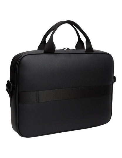 Signature Tape Crossbody Laptop Bag in Black