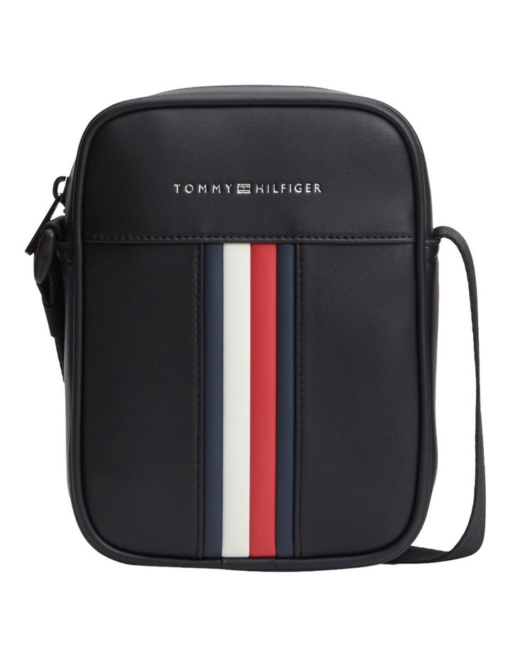 Signature Tape Crossbody Reporter Bag in Black