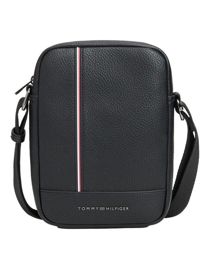 Logo Stripe Reporter Bag in Black