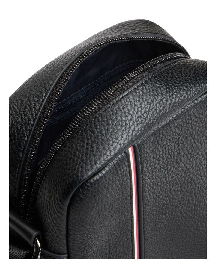 Logo Stripe Reporter Bag in Black