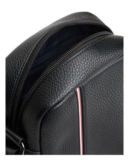 Logo Stripe Reporter Bag in Black