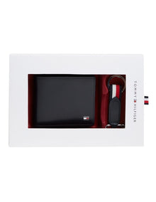 Leather Credit Card Wallet And Key Fob Gift Set in Navy