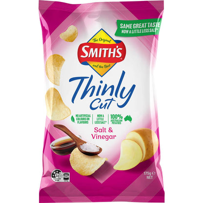 Smith's Thinly Cut Potato Chips Share Pack Salt & Vinegar 175g