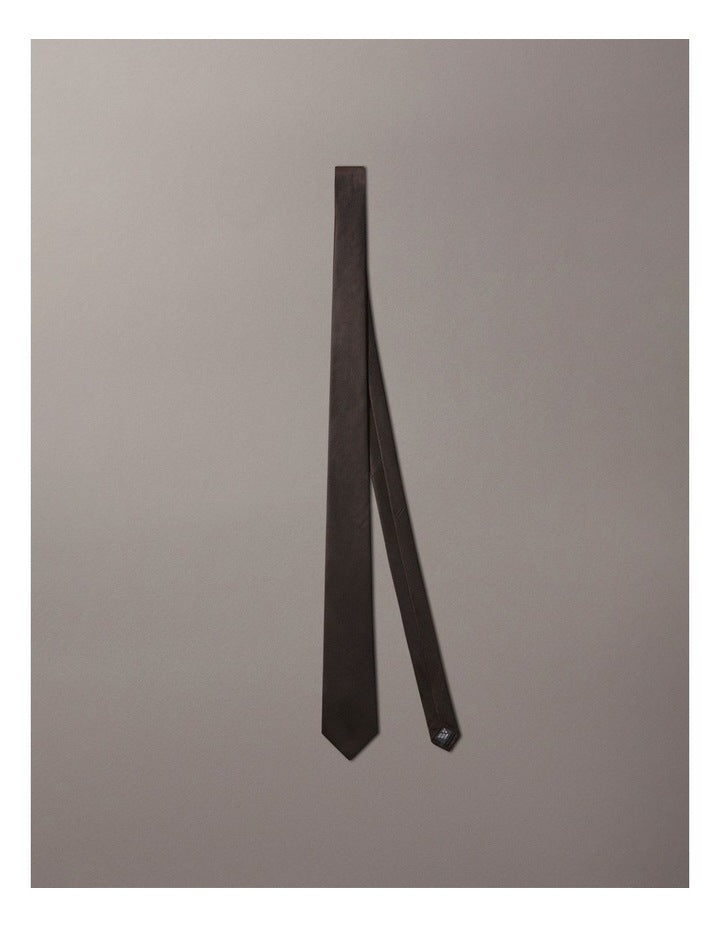 Plain Silk Tie in Brown