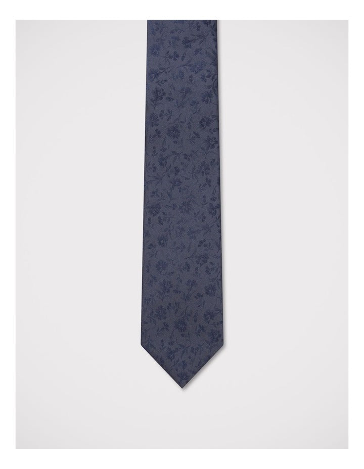 Tonal Floral Tie in Navy