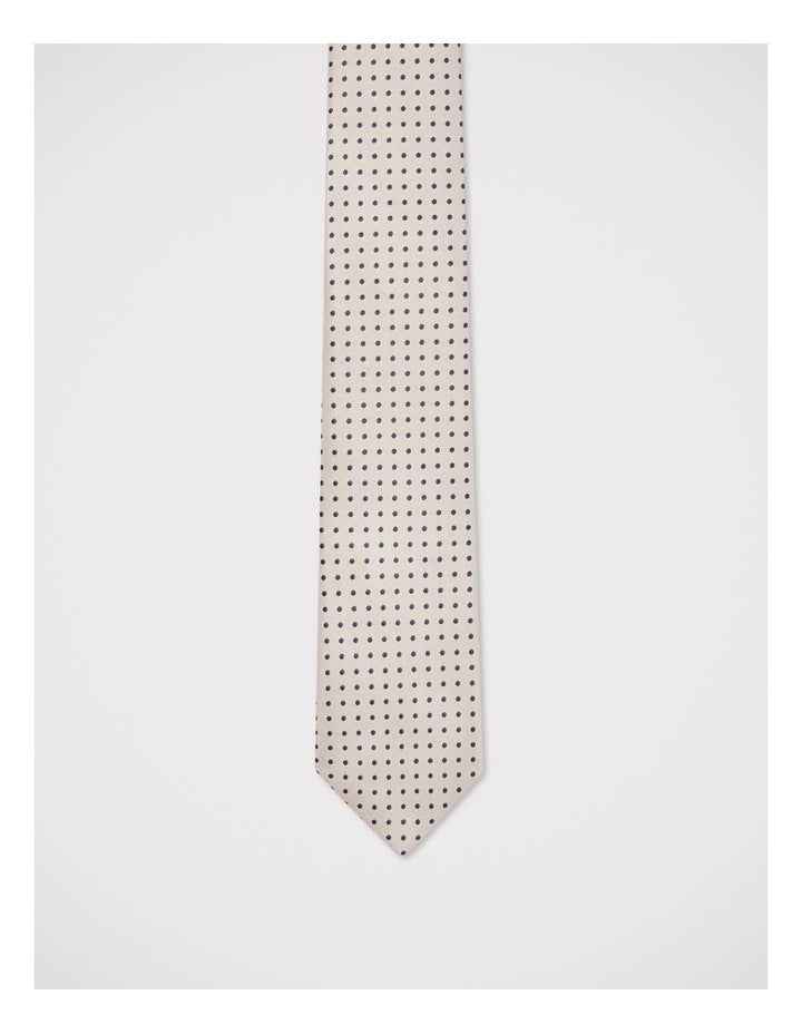 Dot Print Tie in Beige