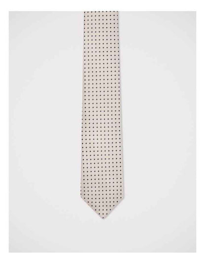 Dot Print Tie in Beige