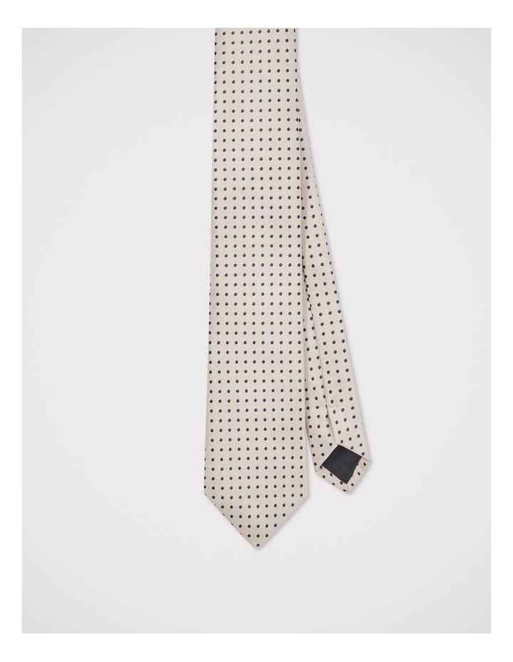 Dot Print Tie in Beige